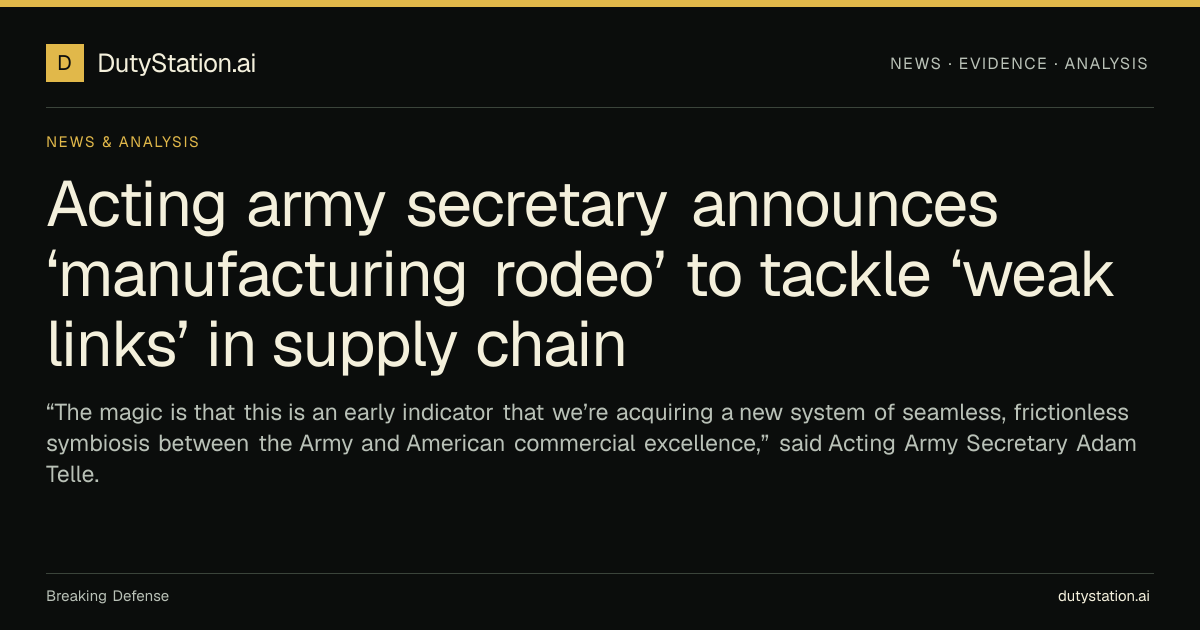 Acting army secretary announces ‘manufacturing rodeo’ to tackle ‘weak ...